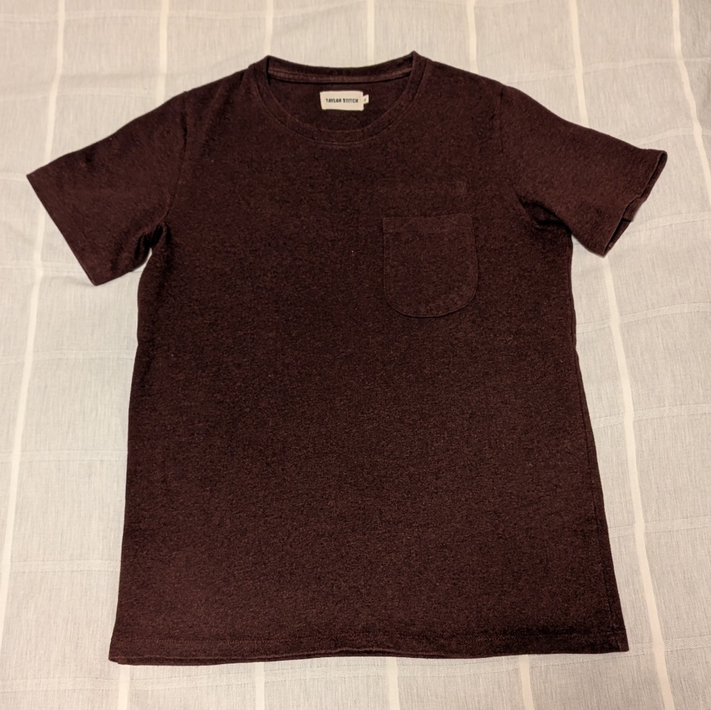 Taylor Stitch Heavy Bag Shirt Mens 38 Small  Burgundy Pocket Short Sleeve